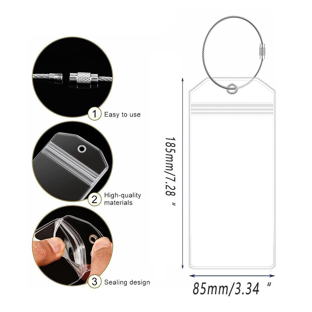 2/10PCS Cruise Ship Luggage Tags Holders Zip Pouch Keyring Steel Wire Cable - 2PCS V528-FERRULE-2PCS-269885