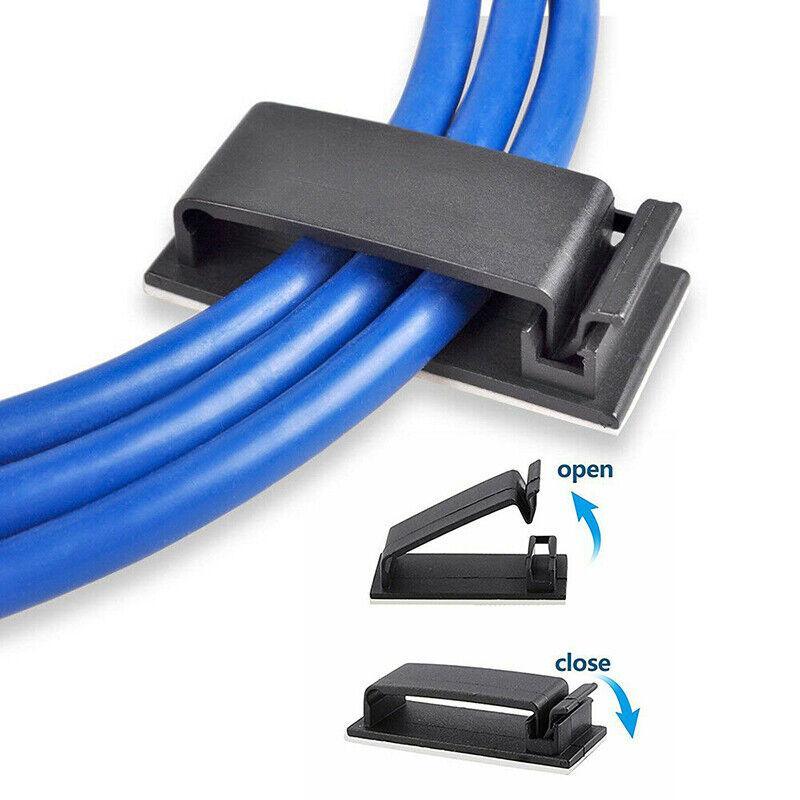 Adhesive Cable Clips Management Clamp Wire Organiser Rectangle Tidy Desk Holder V528-FIEDWIRECLIP-20PCS-87518