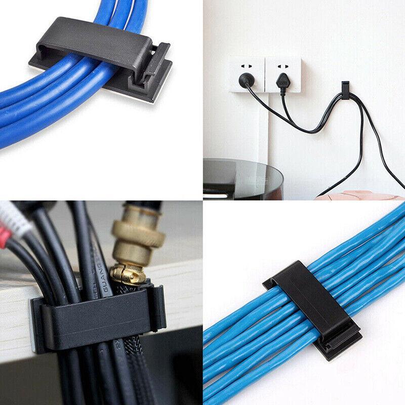 Adhesive Cable Clips Management Clamp Wire Organiser Rectangle Tidy Desk Holder V528-FIEDWIRECLIP-20PCS-87518