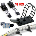 Adjustable Cable Clips Straps Adhesive Cord Management Wire Organizer Black Au V528-FIINGCLIP-10PCS-93672