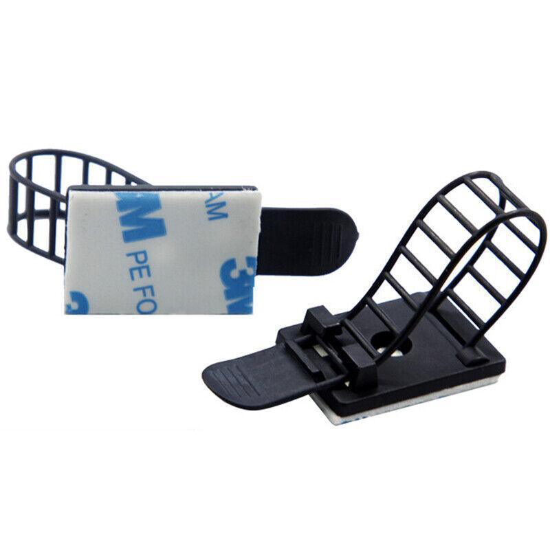 Adjustable Cable Clips Straps Adhesive Cord Management Wire Organizer Black Au V528-FIINGCLIP-10PCS-93672