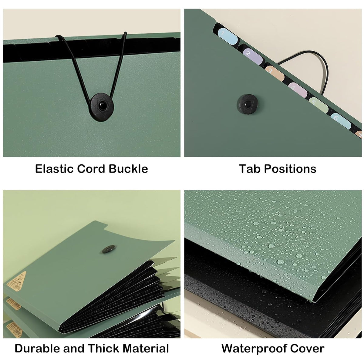 8 Cell File Folder Organizer Bag Test Paper Storage Document Holder School Office - Green V528-FILE-BAG-GREEN-2PCS-556503