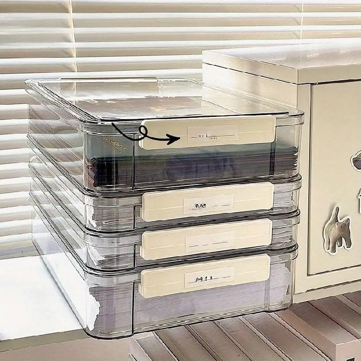 Large Capacity A4 File Storage Box Transparent Plastic Document Organizer Case - Small V528-FILE-BOX-SMALL-268040