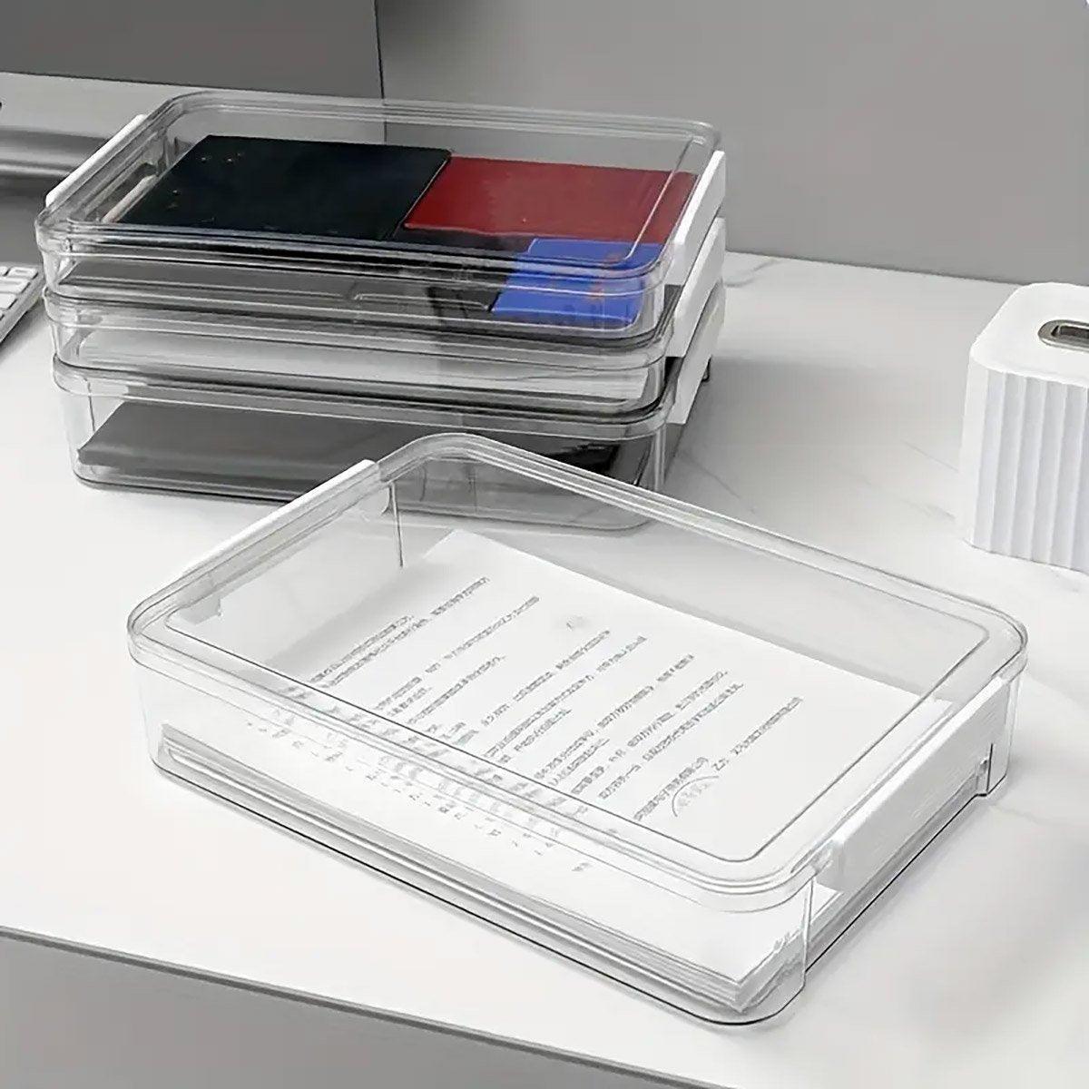 Large Capacity A4 File Storage Box Transparent Plastic Document Organizer Case - Small V528-FILE-BOX-SMALL-268040