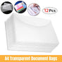 12pcs A4 Plastic File Bag Translucent Document Storage Pouch with Button Closure V528-FILE-HOLDER-12PCS-903515