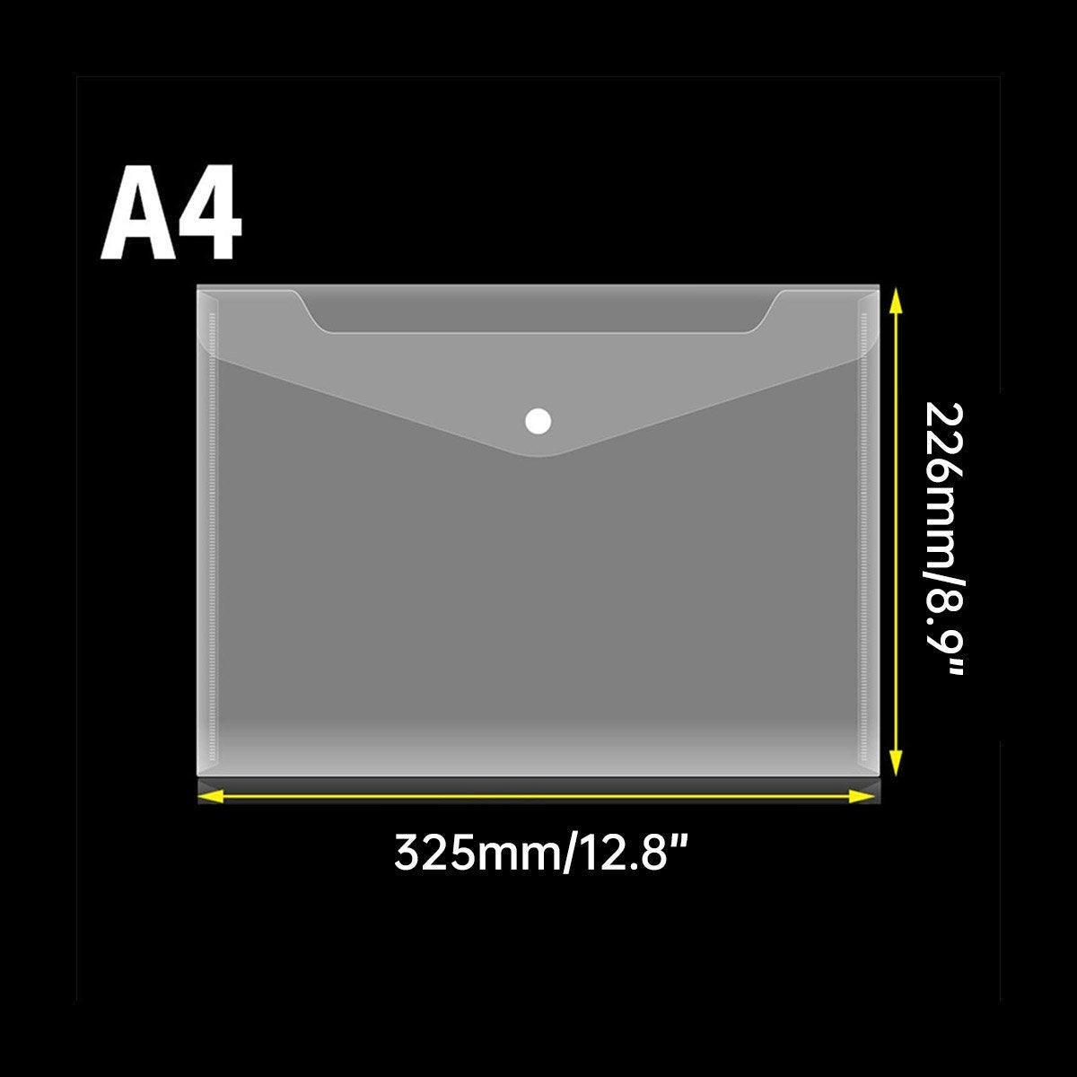 12pcs A4 Plastic File Bag Translucent Document Storage Pouch with Button Closure V528-FILE-HOLDER-12PCS-903515