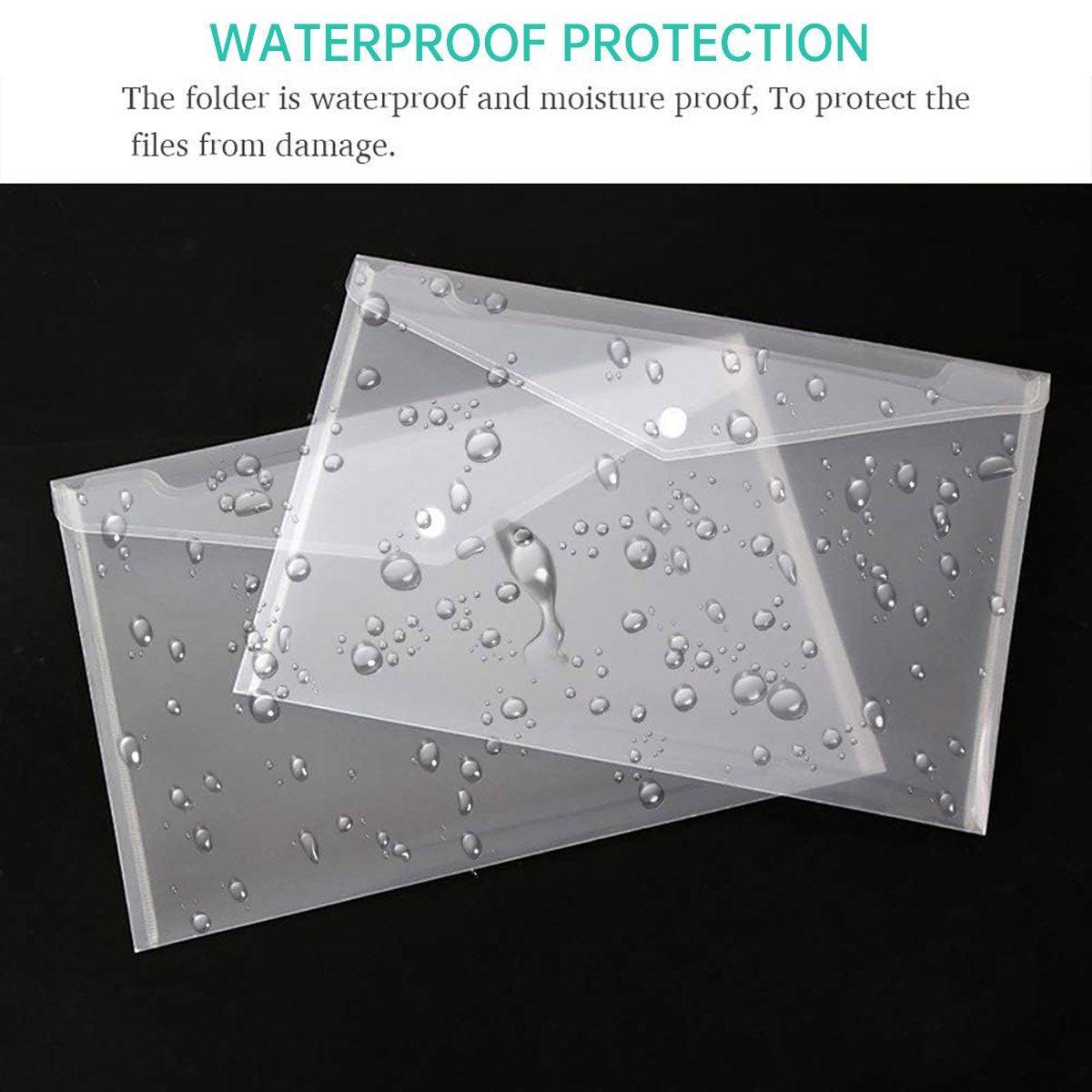 12pcs A4 Plastic File Bag Translucent Document Storage Pouch with Button Closure V528-FILE-HOLDER-12PCS-903515