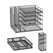 Multi Layer Desktop File Rack Storage Organizer Black Plastic for Office Home V528-FILE-RACK-328016