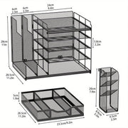 Multi Layer Desktop File Rack Storage Organizer Black Plastic for Office Home V528-FILE-RACK-328016