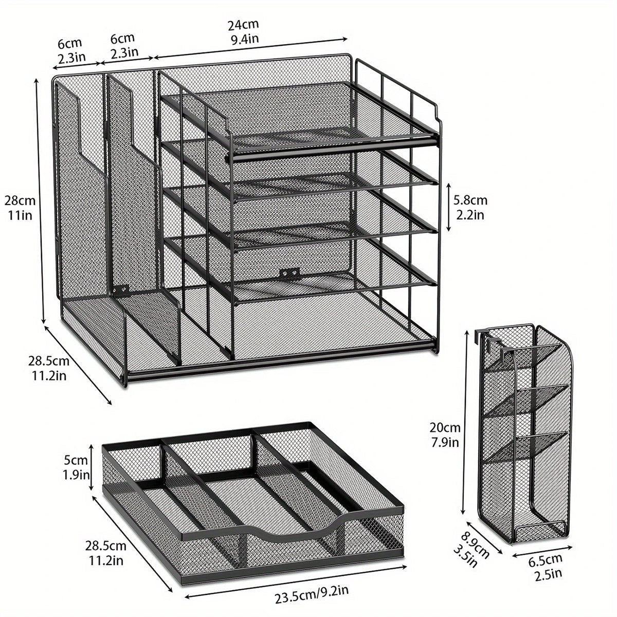 Multi Layer Desktop File Rack Storage Organizer Black Plastic for Office Home V528-FILE-RACK-328016