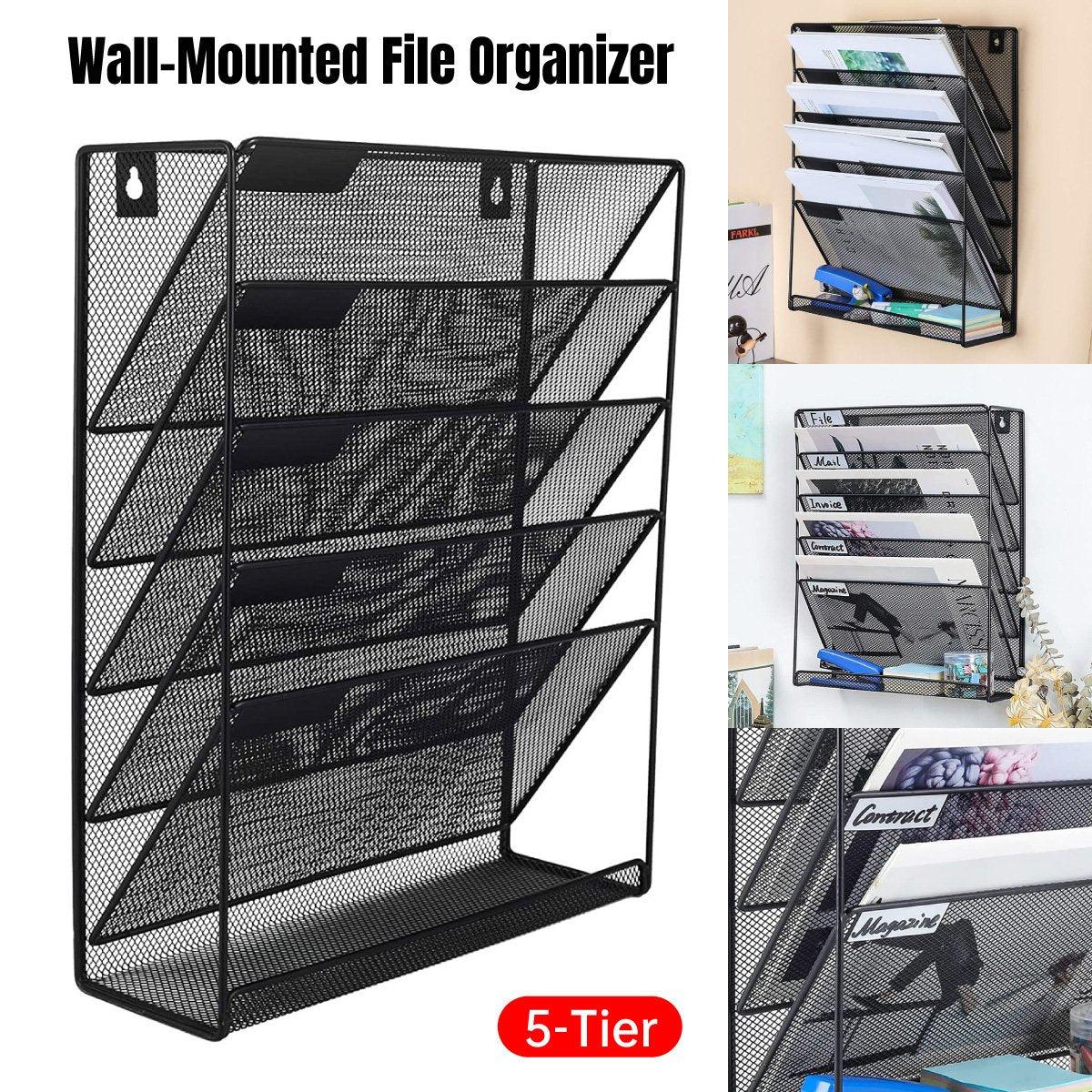 5 Tier Iron File Organiser Desktop File Management Shelf for Office Storage Desk V528-FILE-RACK-397273