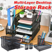 Multi-Tier Desktop Organizer File Holder Document Storage Rack Office Shelf V528-FILE-RACK-BLACK-461085
