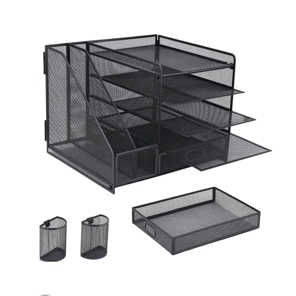 Multi-Tier Desktop Organizer File Holder Document Storage Rack Office Shelf V528-FILE-RACK-BLACK-461085