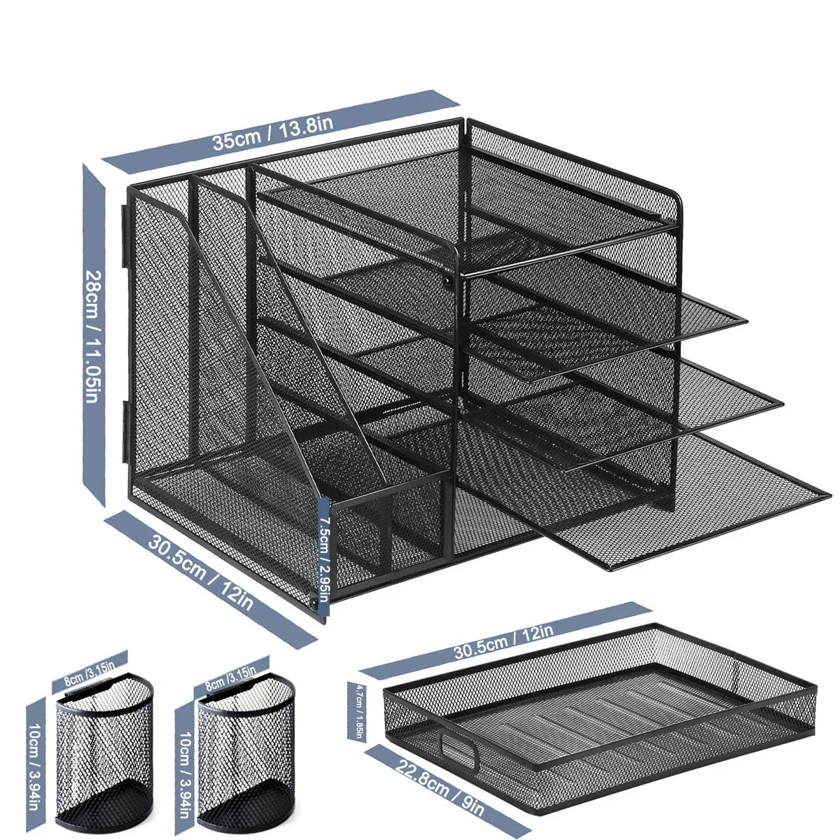 Multi-Tier Desktop Organizer File Holder Document Storage Rack Office Shelf V528-FILE-RACK-BLACK-461085