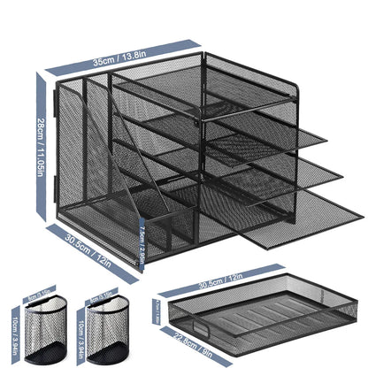 Multi-Tier Desktop Organizer File Holder Document Storage Rack Office Shelf V528-FILE-RACK-BLACK-461085