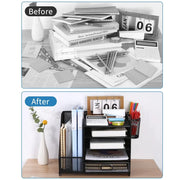 Multi-Tier Desktop Organizer File Holder Document Storage Rack Office Shelf V528-FILE-RACK-BLACK-461085