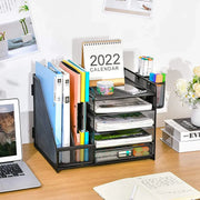 Multi-Tier Desktop Organizer File Holder Document Storage Rack Office Shelf V528-FILE-RACK-BLACK-461085