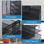 Multi-Tier Desktop Organizer File Holder Document Storage Rack Office Shelf V528-FILE-RACK-BLACK-461085