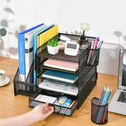 Multi-Tier Desktop Organizer File Holder Document Storage Rack Office Shelf V528-FILE-RACK-BLACK-461085