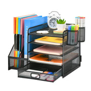 Multi-Tier Desktop Organizer File Holder Document Storage Rack Office Shelf V528-FILE-RACK-BLACK-461085