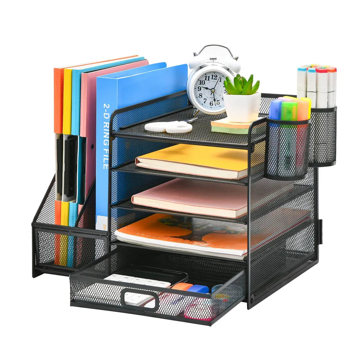 Multi-Tier Desktop Organizer File Holder Document Storage Rack Office Shelf V528-FILE-RACK-BLACK-461085