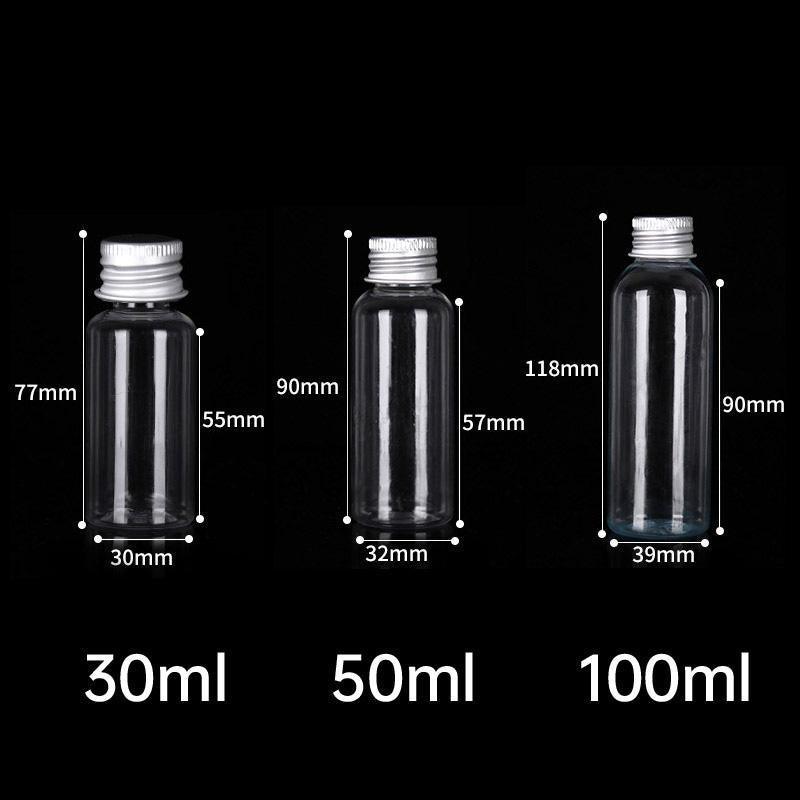 50/100pcs Clear Plastic Bottles with Aluminum Caps Liquid Dispenser Containers - 30ml-100pcs V528-FILLING-BOTTLE-30ML-100PCS-349305