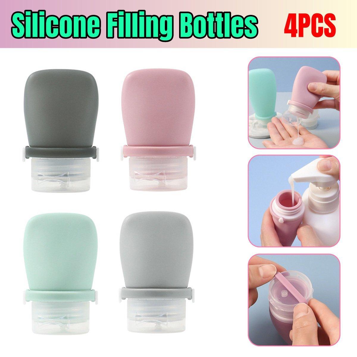 4pcs Travel Storage Bottles Set Refillable Silicone for Shampoo Lotion Cosmetics V528-FILLING-BOTTLE-4PCS-30ML-123616