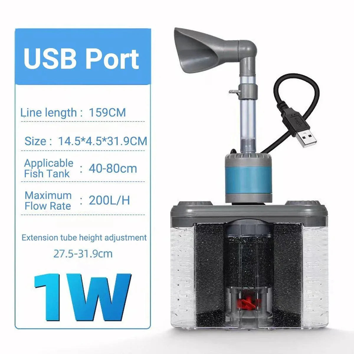 Aquarium Six in One Filter Reverse Air Lift Suction Aeration Wave Maker System V528-FILTER-230588
