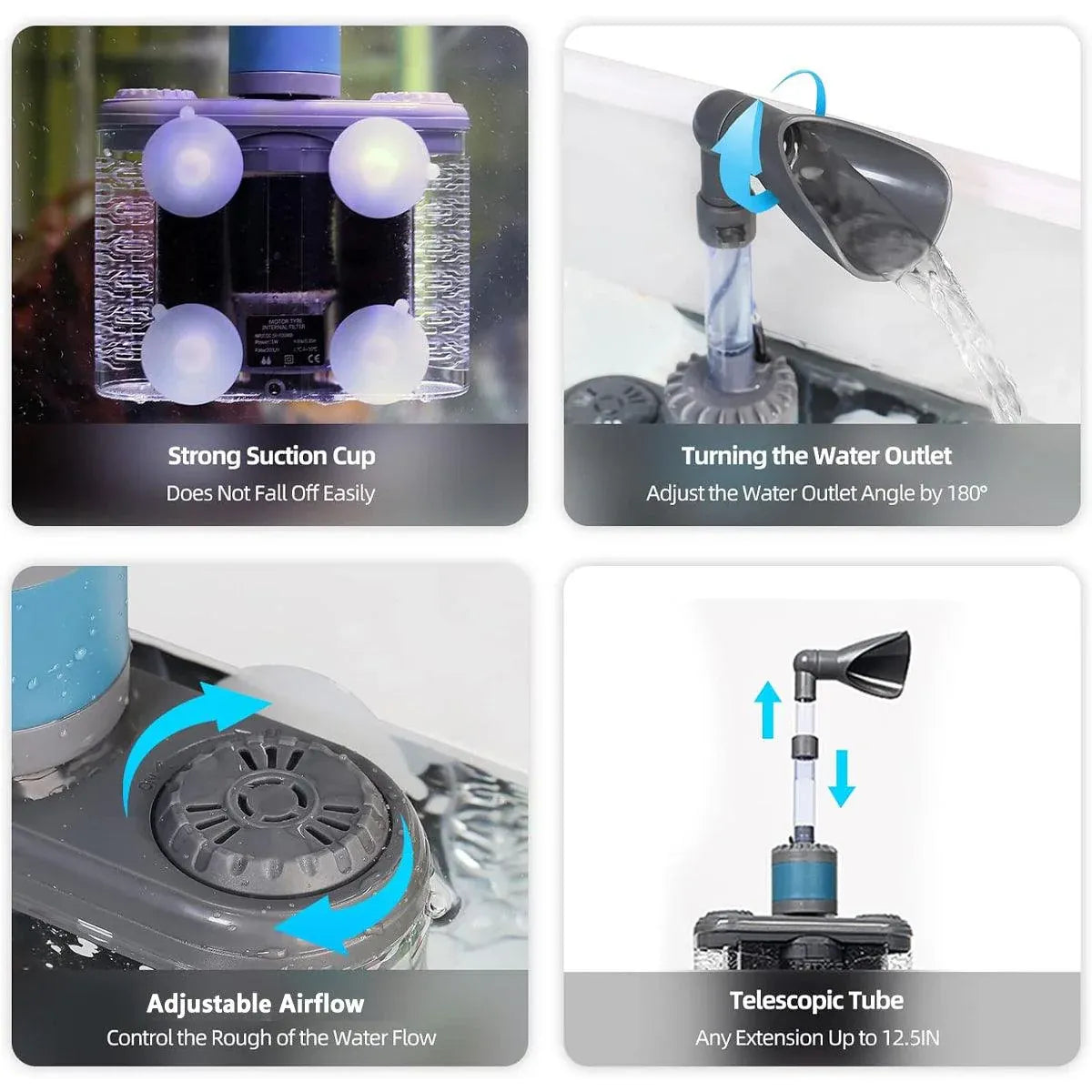 Aquarium Six in One Filter Reverse Air Lift Suction Aeration Wave Maker System V528-FILTER-230588