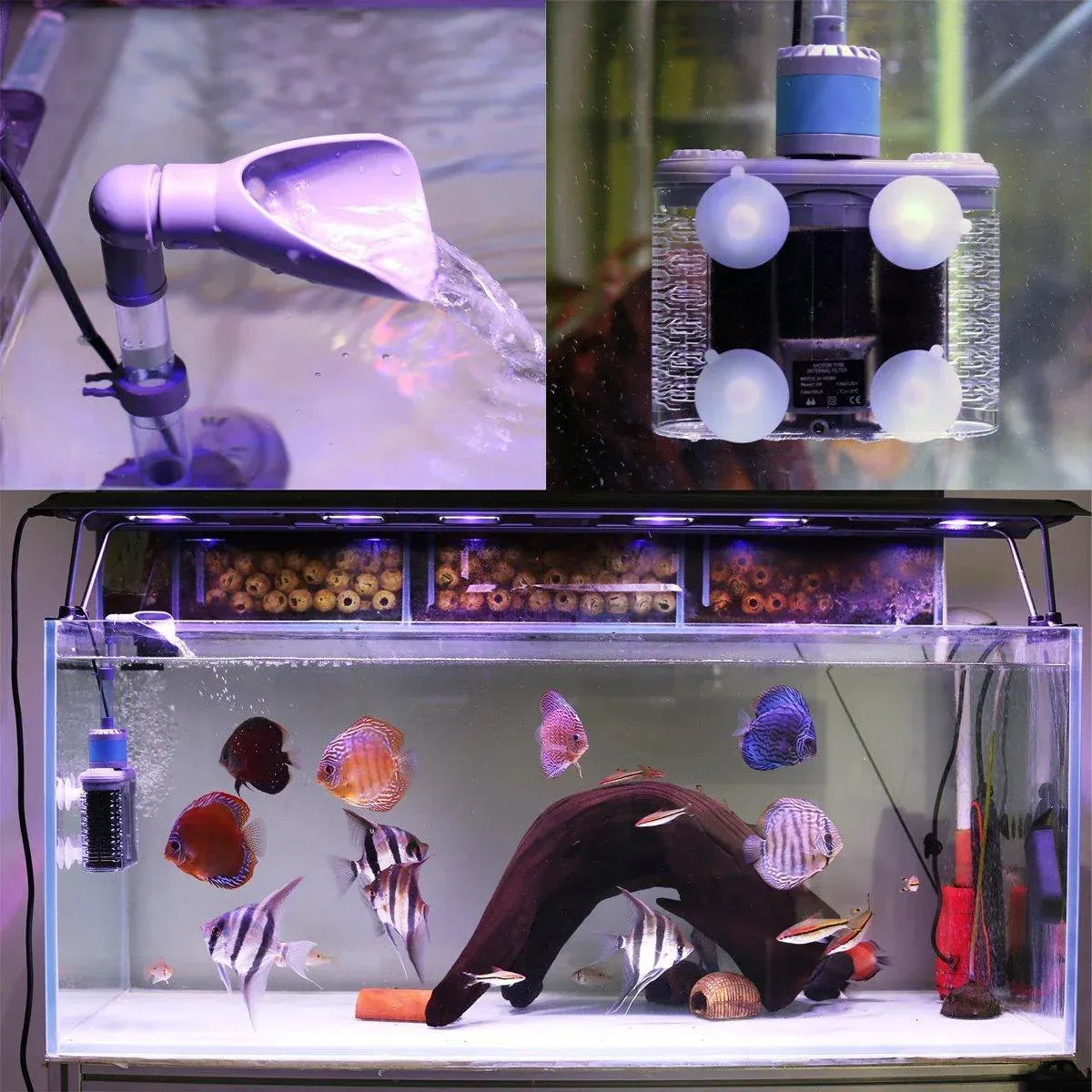 Aquarium Six in One Filter Reverse Air Lift Suction Aeration Wave Maker System V528-FILTER-230588