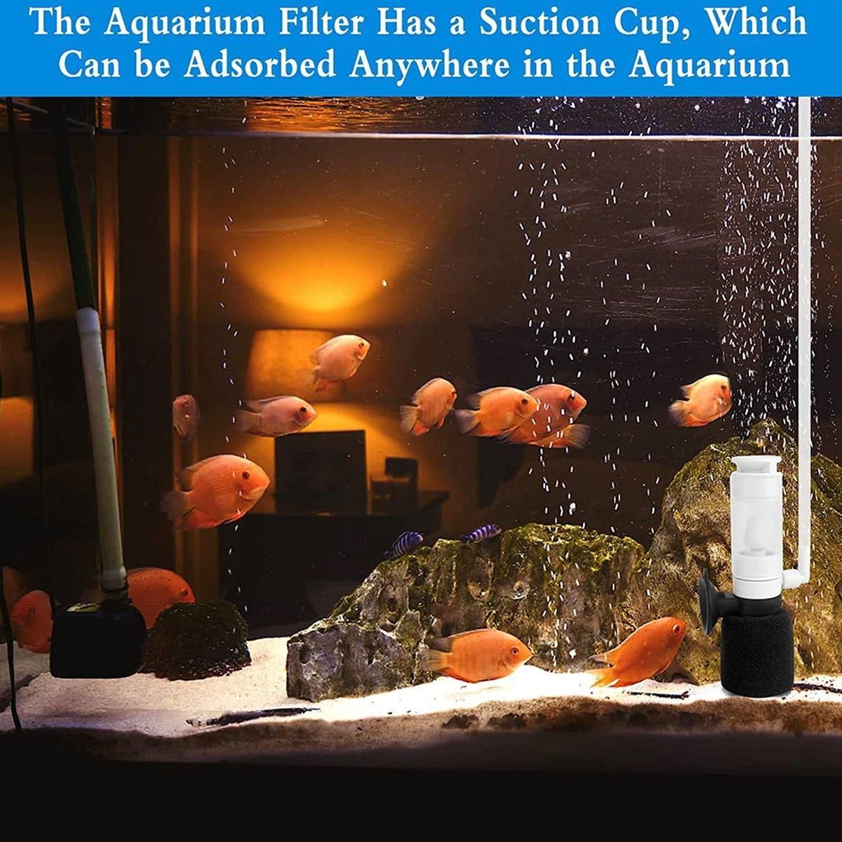 Compact Mini Aquarium Filter 3 in 1 Water Filter Aerator for Fish Tanks Quiet V528-FILTER-2PCS-458008