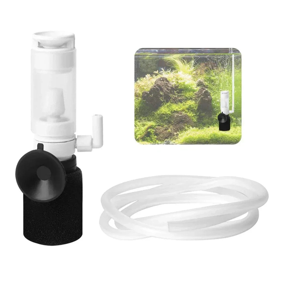 Compact Mini Aquarium Filter 3 in 1 Water Filter Aerator for Fish Tanks Quiet V528-FILTER-2PCS-458008