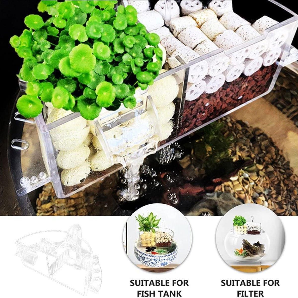 Round Fish Tank Filter Box Aquarium Trickle Box Small External Top Quiet Water Purification Three-in-One V528-FILTER-BOX-S-812358