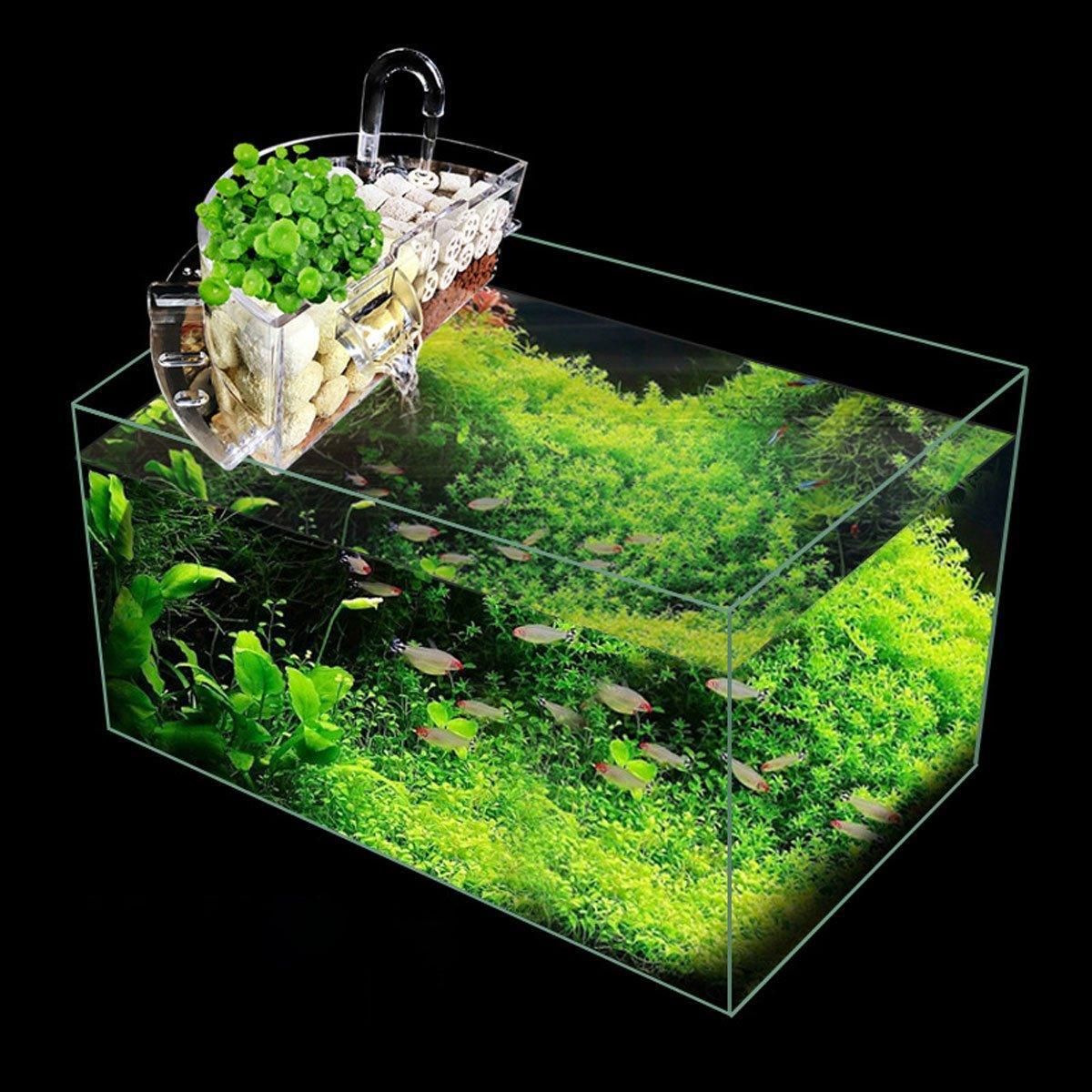 Round Fish Tank Filter Box Aquarium Trickle Box Small External Top Quiet Water Purification Three-in-One V528-FILTER-BOX-S-812358