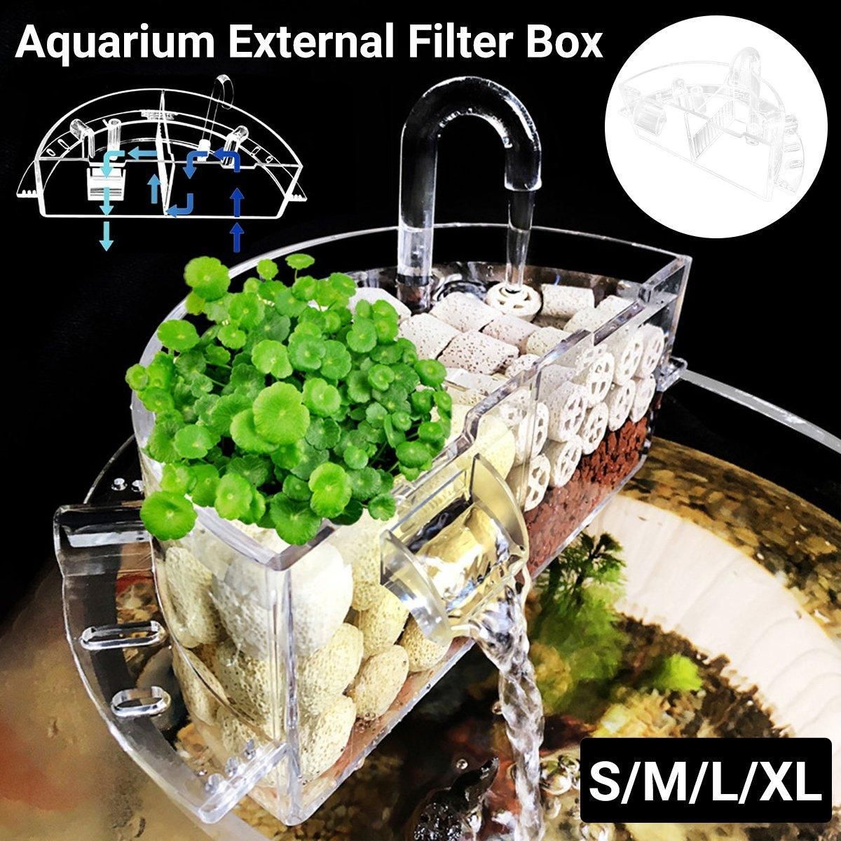 Round Fish Tank Filter Box Aquarium Trickle Box Small External Top Quiet Water Purification Three-in-One V528-FILTER-BOX-XL-359115