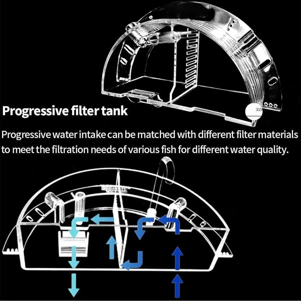 Round Fish Tank Filter Box Aquarium Trickle Box Small External Top Quiet Water Purification Three-in-One V528-FILTER-BOX-XL-359115