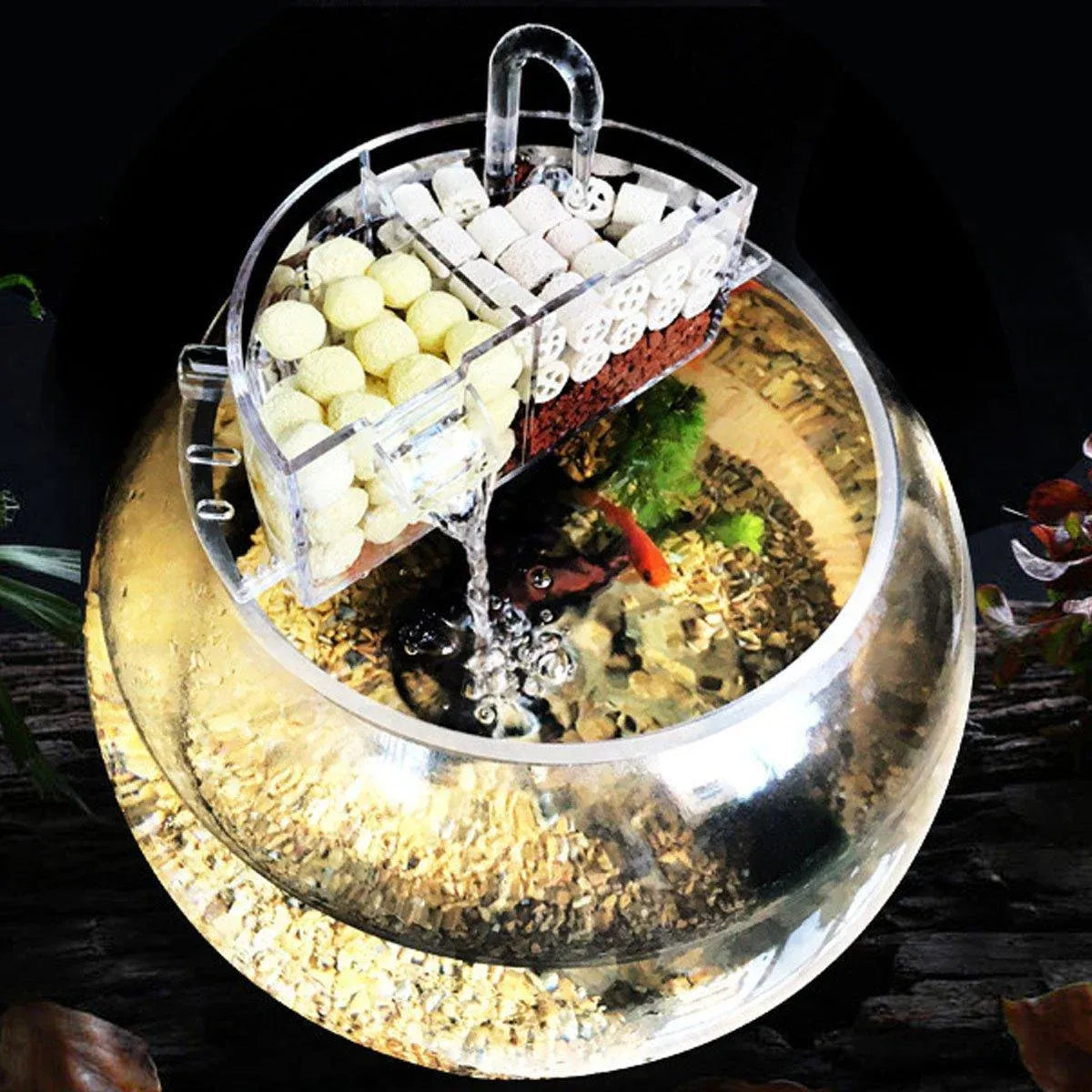 Round Fish Tank Filter Box Aquarium Trickle Box Small External Top Quiet Water Purification Three-in-One V528-FILTER-BOX-XL-359115