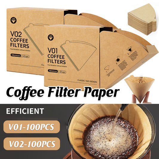 100PCS Coffee Filter Paper Drip Cone Funnel Handmade Filters for Coffee Machine - V02-100PCS V528-FILTER-PAPER-V02-100PCS-204814