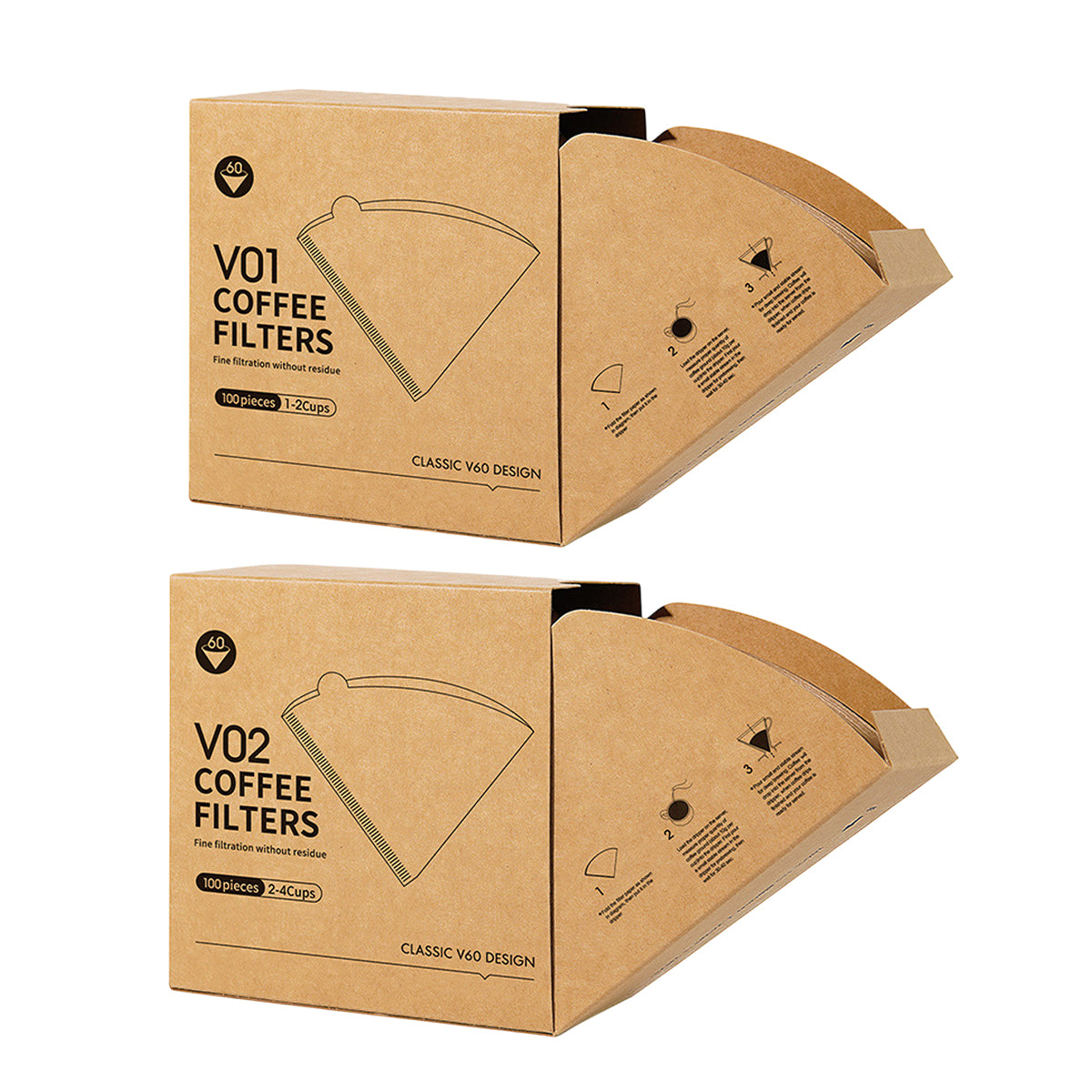 100PCS Coffee Filter Paper Drip Cone Funnel Handmade Filters for Coffee Machine - V02-100PCS V528-FILTER-PAPER-V02-100PCS-204814