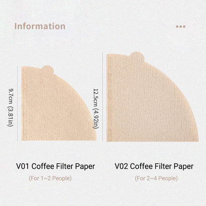 100PCS Coffee Filter Paper Drip Cone Funnel Handmade Filters for Coffee Machine - V02-100PCS V528-FILTER-PAPER-V02-100PCS-204814