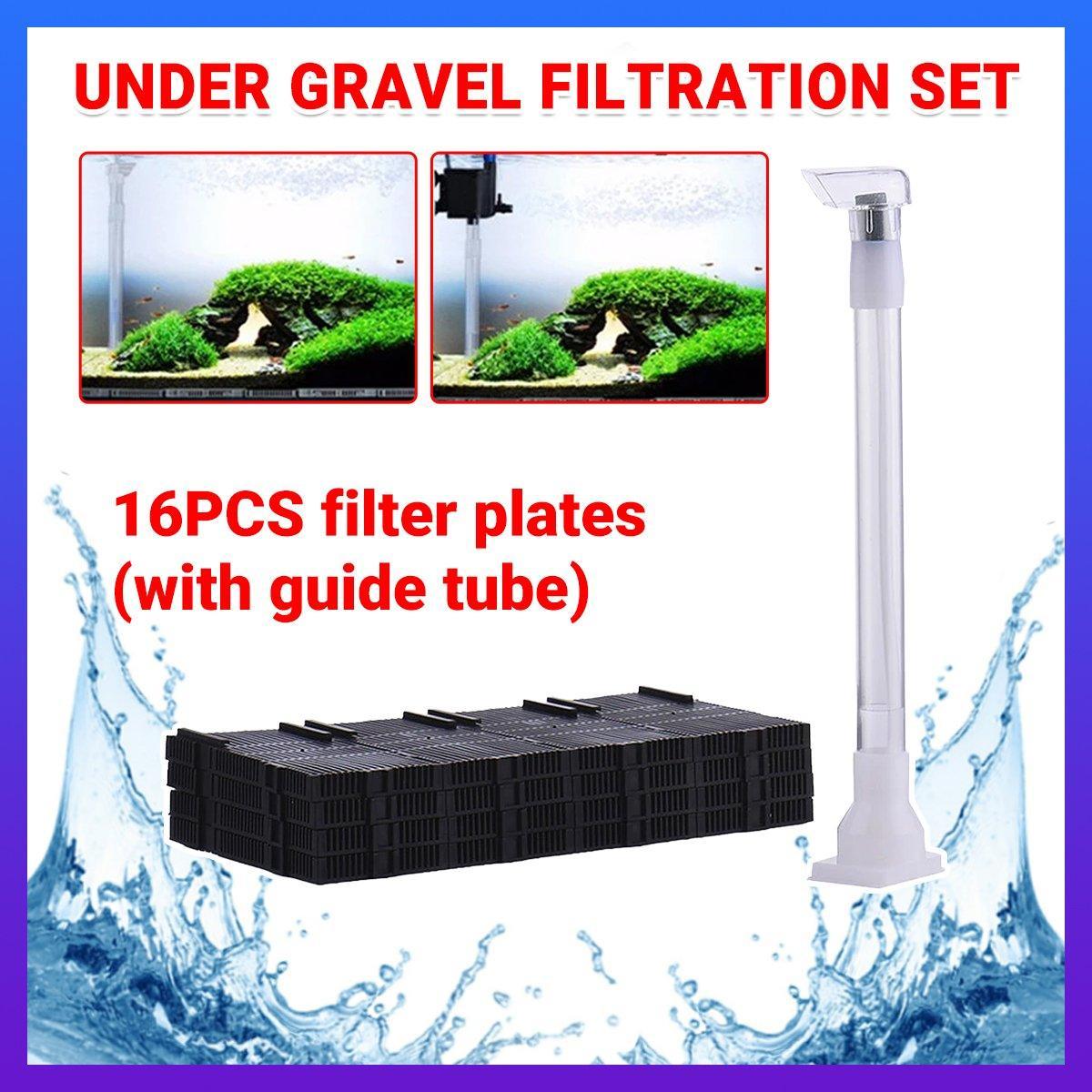 Aquarium Undergravel Filtration System 16pcs Set Underwater Fish Tank Filter Kit V528-FILTER-PLATE-16PCS-692626