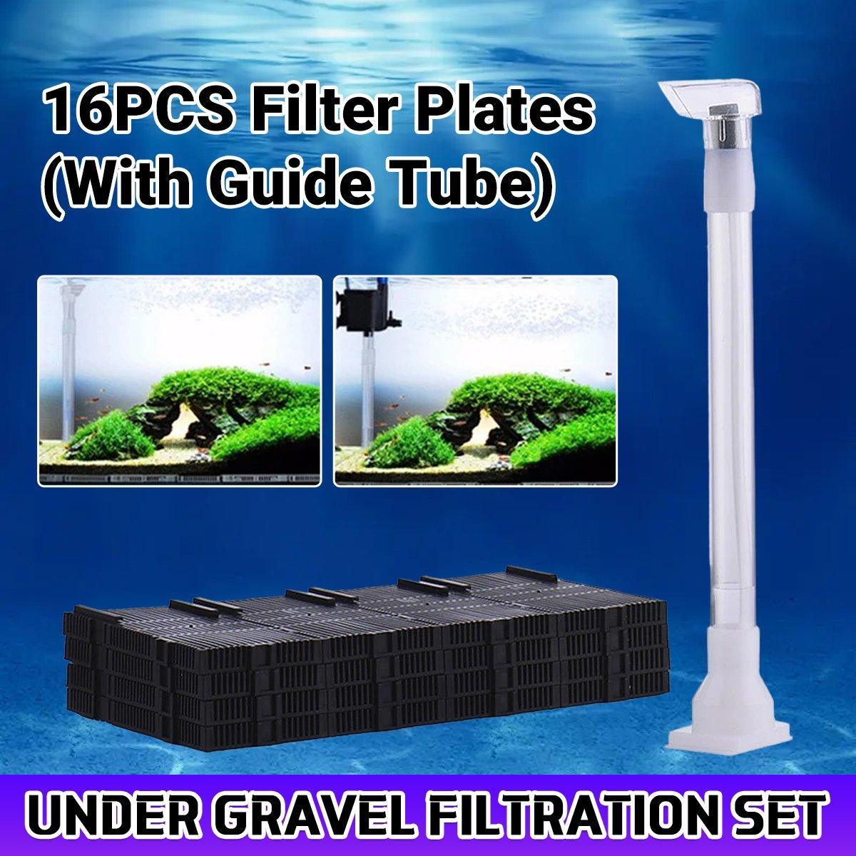 Aquarium Undergravel Filtration System 16pcs Set Underwater Fish Tank Filter Kit V528-FILTER-PLATE-16PCS-692626