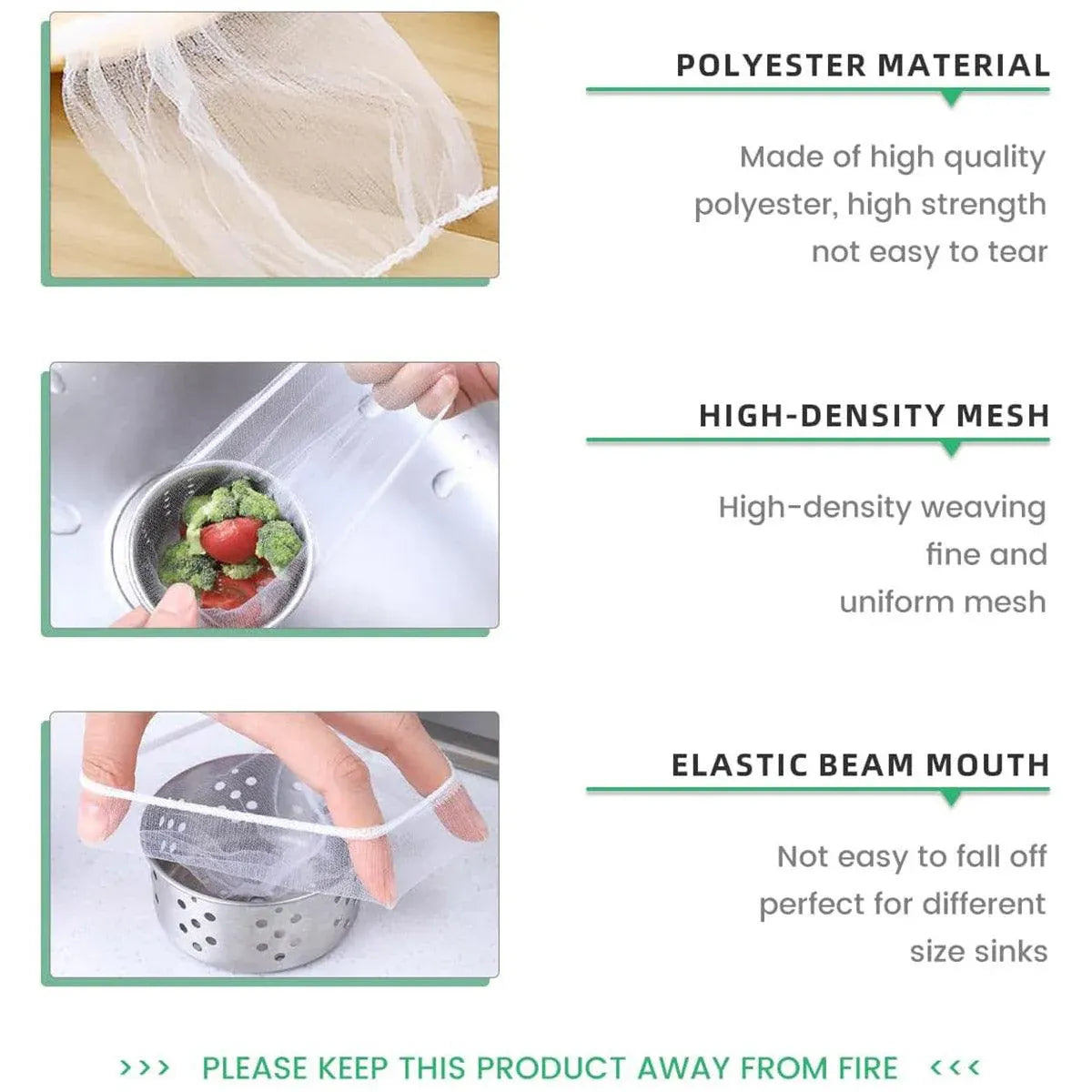 300pcs Disposable Kitchen Sink Strainer Anti Clogging Sewer Mesh Pocket Filter V528-FILTER-SCREEN-300PCS-764584