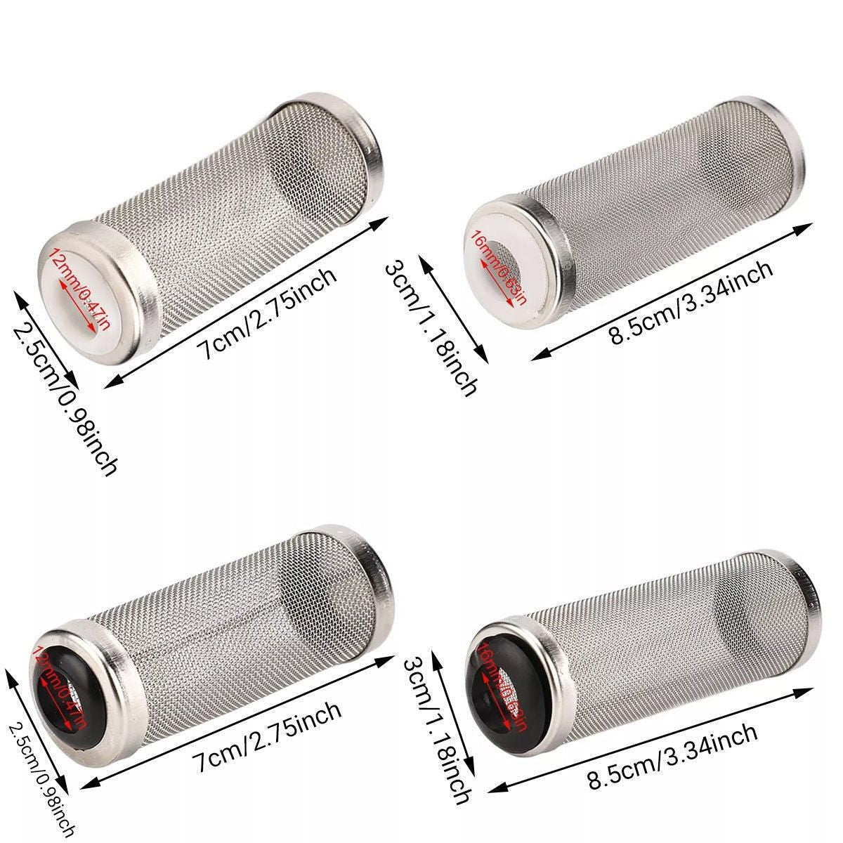 4x Stainless Steel Shrimp Filter Guard Aquarium Intake Protector Fish Safe Mesh - White-4PCS (12mm) V528-FILTER-SLEEVE-W-S-4PCS-808541
