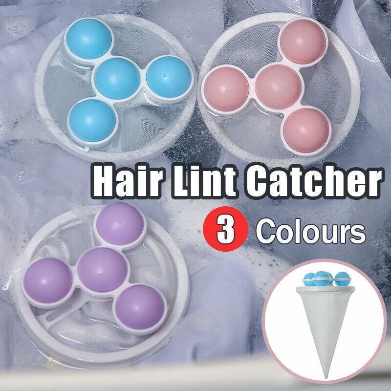 2 Pcs Reusable Hair Lint Catcher Removal Net Bag Wash Machine Float Filter - Blue V528-FILTERCOLLECTOR-BLUE-2-233929