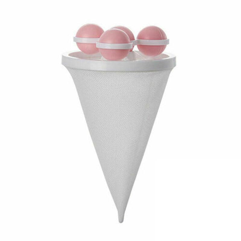 2 Pcs Reusable Hair Lint Catcher Removal Net Bag Wash Machine Float Filter - Pink V528-FILTERCOLLECTOR-PINK-2-361703