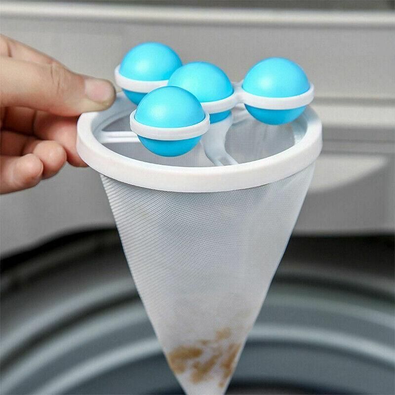 2 Pcs Reusable Hair Lint Catcher Removal Net Bag Wash Machine Float Filter - Purple V528-FILTERCOLLECTOR-PURPLE-2-804071