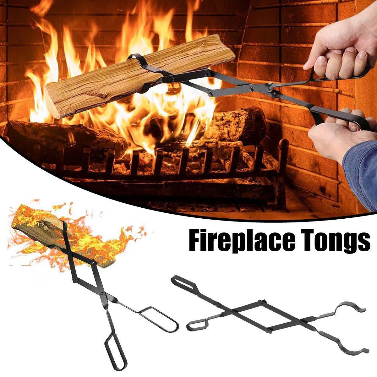 Folding Fireplace Tongs Grip Fire Pit Pliers Outdoor Indoor Fire Tools Durable V528-FIREPLACE-TONGS-FOLDING-219083