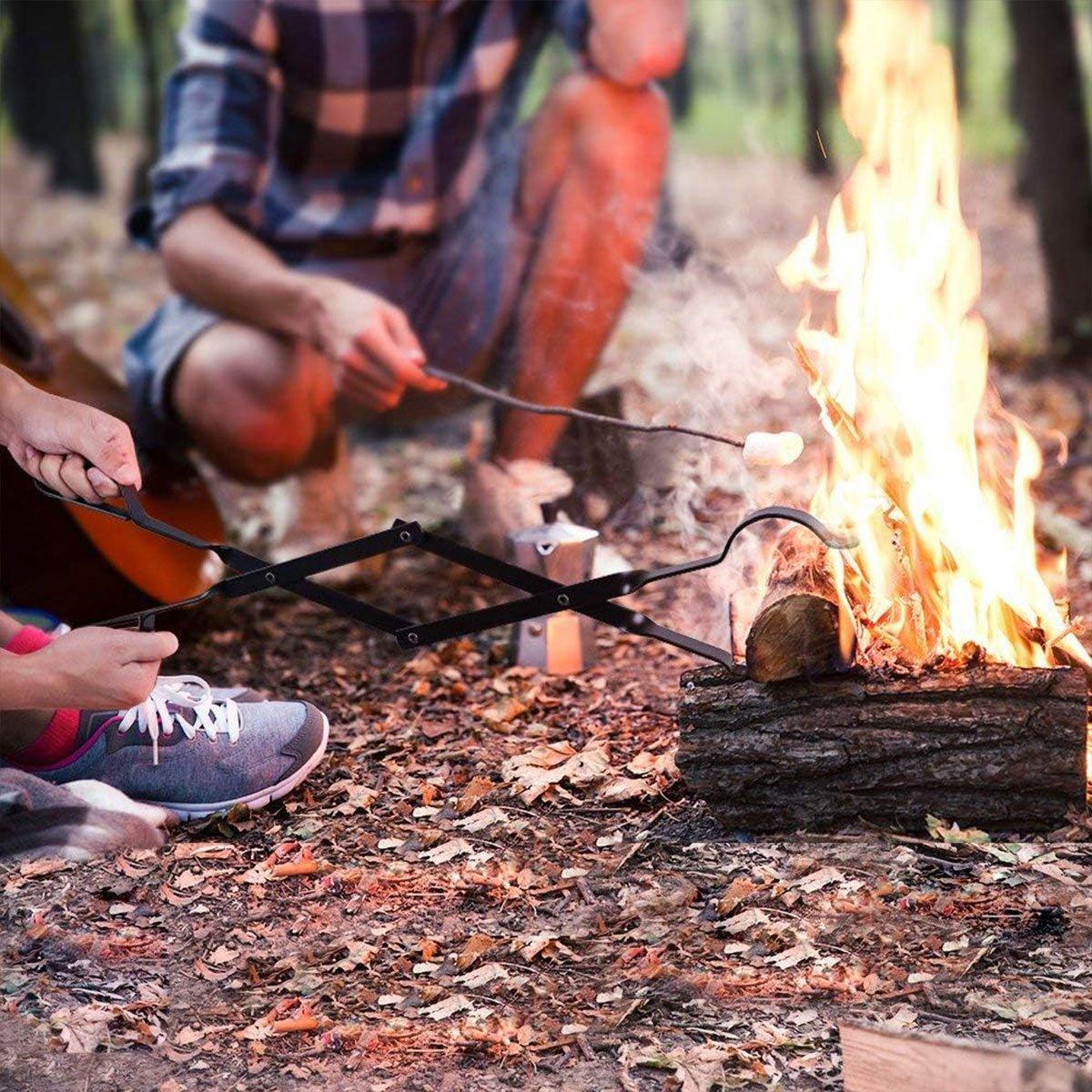 Folding Fireplace Tongs Grip Fire Pit Pliers Outdoor Indoor Fire Tools Durable V528-FIREPLACE-TONGS-FOLDING-219083