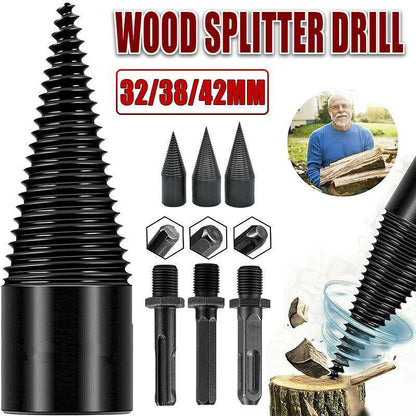 32-42mm High Speed Twist Firewood Drill Bit Wood Splitting Splitter Cone Driver - 38MM V528-FIREWOODDRILL-38MM-783546